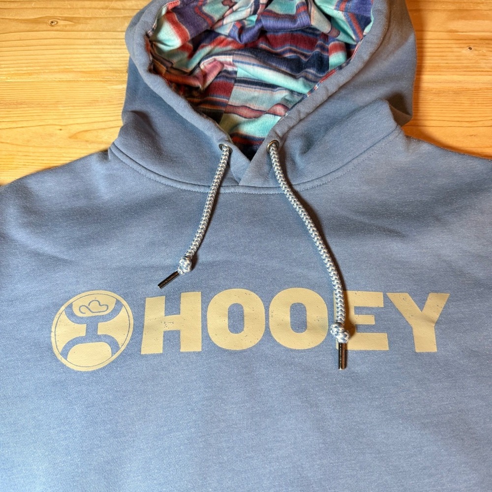Hooey Mens Logo Pullover Hoodie Blue Western Sweatshirt Large